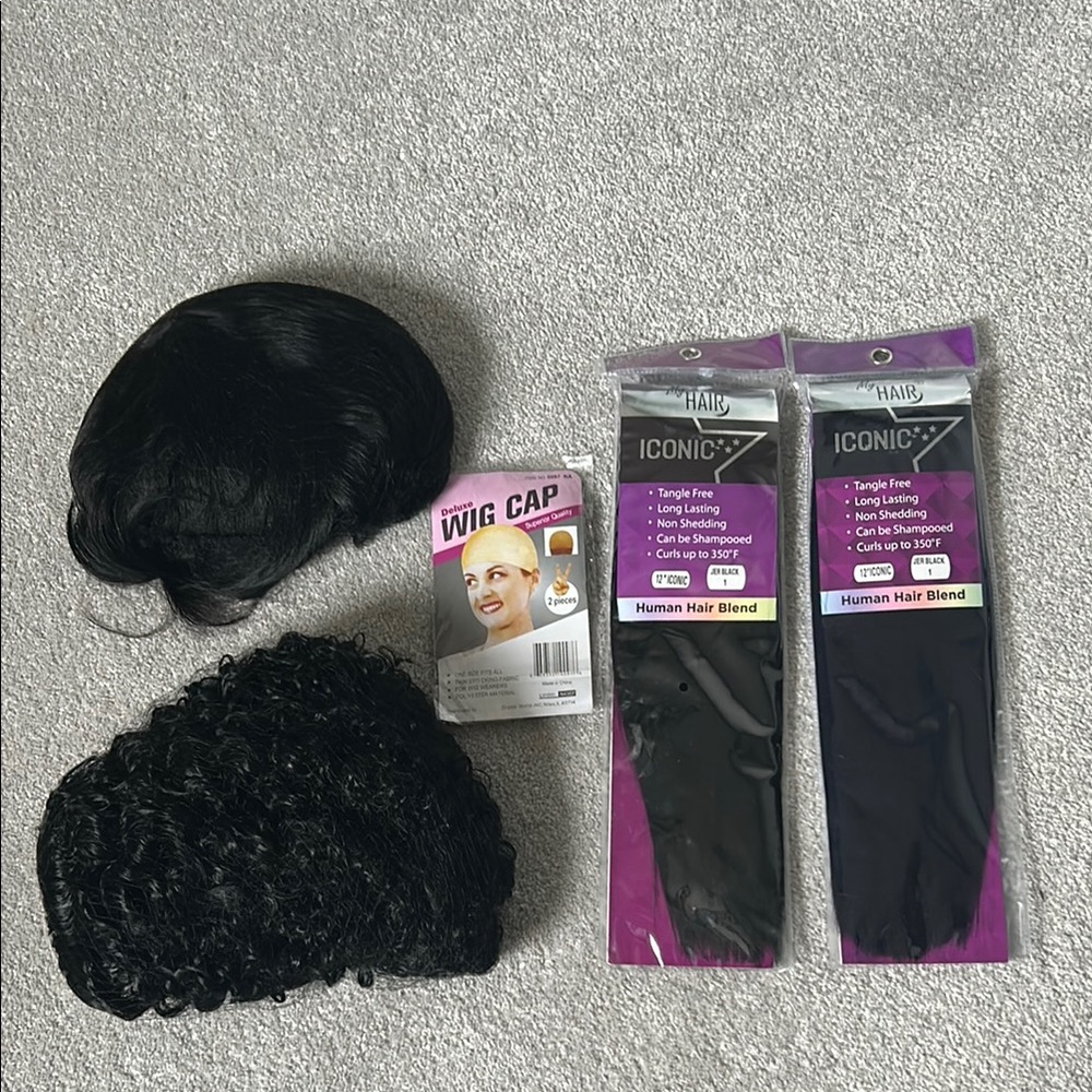 🔥🆕🔥Black Hair Extensions Wigs Curly and Straight